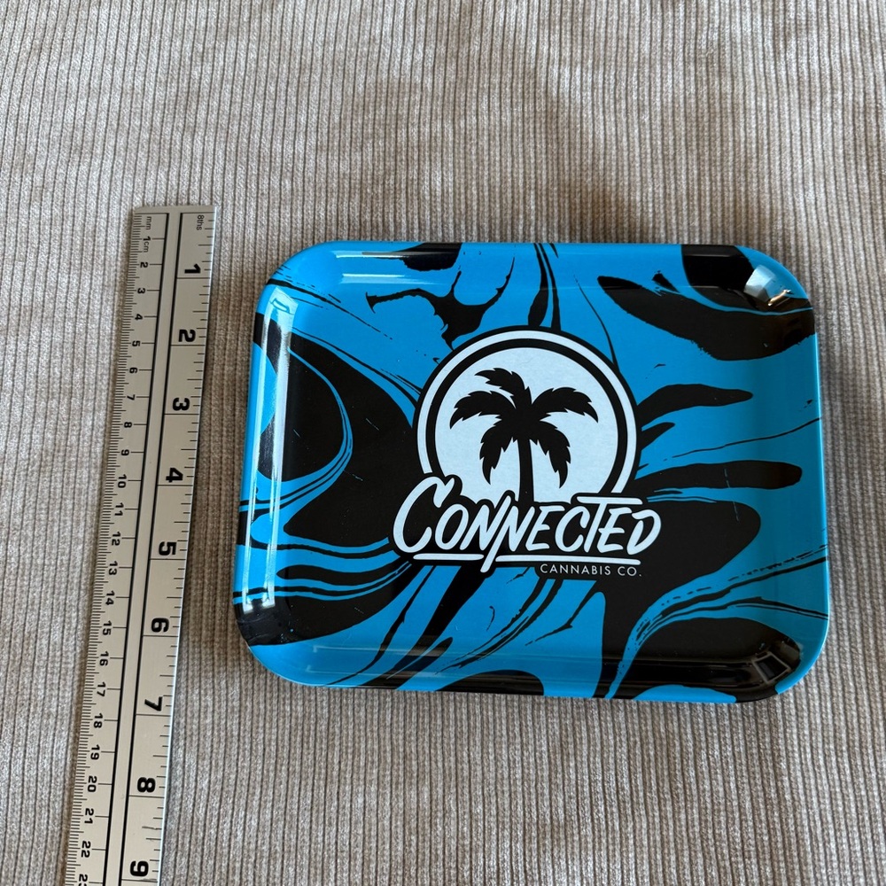 Rolling Tray Connected Cannabis Co. Blue and Black Acrylic Tray - Picture 2 of 8